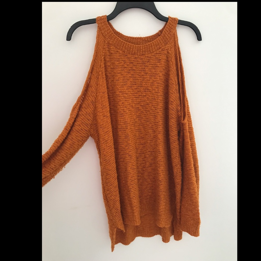 Orange cold shoulder sweater
